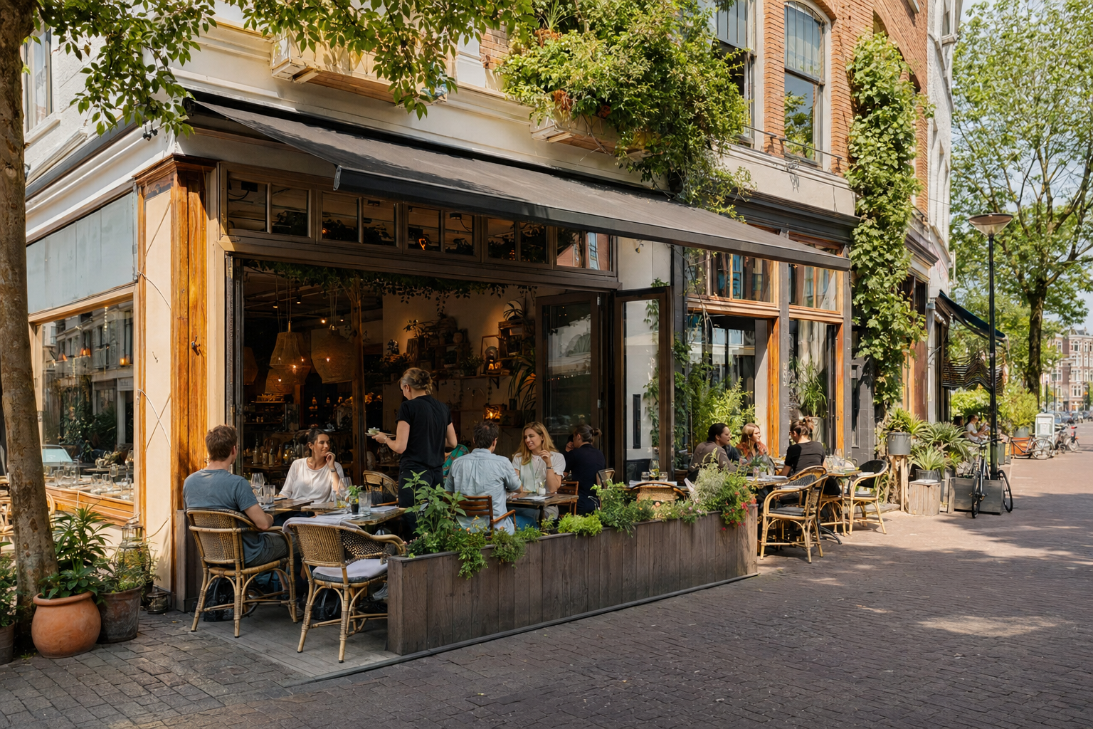 Vol terras in de middagzon
